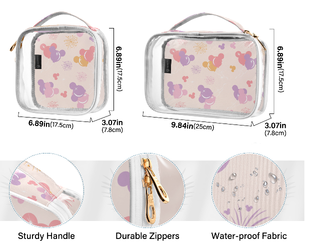 Clear-View Zip-Around Makeup Bags – Small & Large